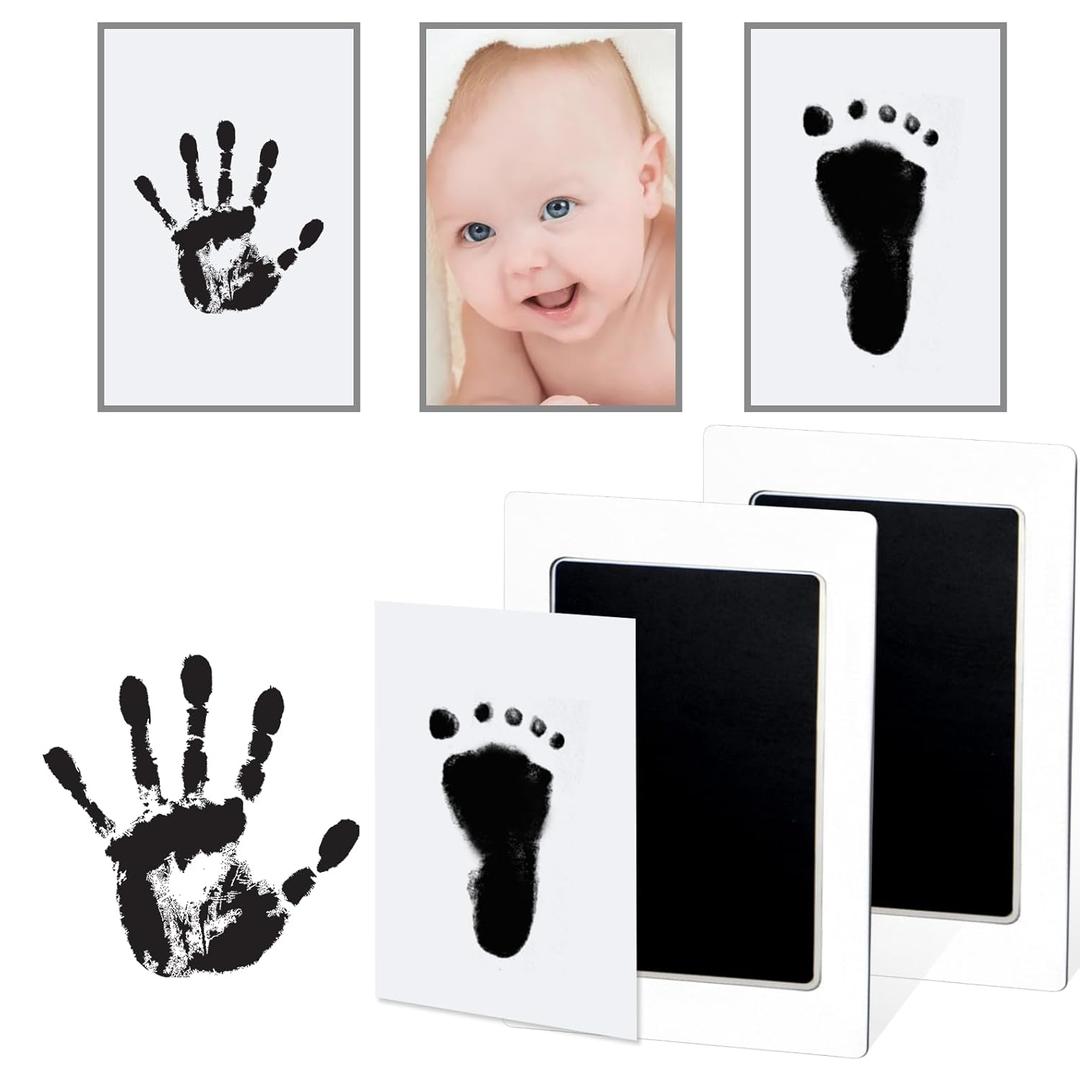 2 x 1-Pack Clean Touch Ink Pad for Baby Handprints and Footprints, Baby Footprint Kits,Inkless Hand and Footprint Kit,No Mess Ink Pad for Baby Hand and Footprints,Baby Shower Gifts for New Moms (2-Pack - Medium, Black)