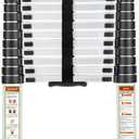 RIKADE Telescopic Ladder, 20.3 ft Aluminum Telescoping Ladder with Stable Hook and Non-Slip Feet, Portable Extension Ladder for Household and Outdoor Working, Max Load 330 lb, Aluminum