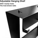 Hanging Shower Caddy for Glass | Over-The-Glass Shower Shelf, No-Drill, No-Rust | 20"x16" Matte Black 304 Stainless Steel | Bathroom Organizer for Shower Panels/Doors | Space-Saving & Sturdy (Black)