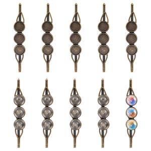 PH PandaHall Hair Clip Making Kit, 10 Sets Bobby Pins Including 10pcs Hair Blanks, 30pcs Clear Glass Cabochons for DIY Hair Clip Jewelry DIY Craft Making, Antique Bronze