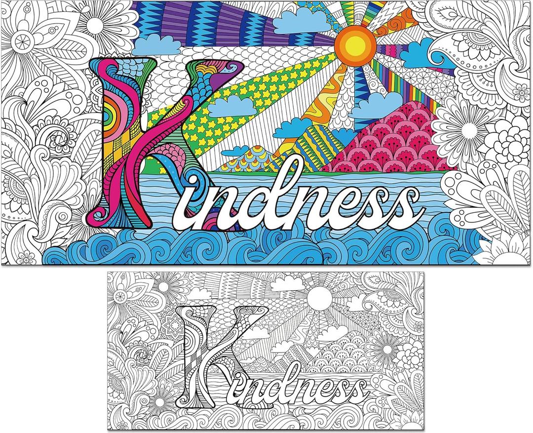 Giant Mandala Coloring Posters Large Motivational Coloring Posters Kindness Jumbo Coloring Tablecloth Big Coloring DIY Drawing for Kids Adults Art Craft Home Classroom Party