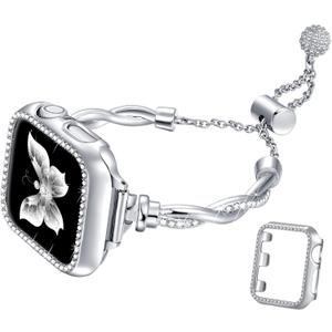 Apple Watch Bracelet, twisted metal, for women, Roxy model.(Silver,42mm)