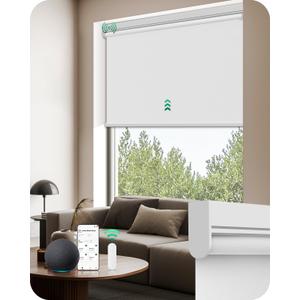 Allesin Motorized Roller Blinds with Remote Control for Windows, 100% Blackout Smart Shades with Quiet Motor, Dry Battery Powered Electric Blind (White 38" W x 72" H)