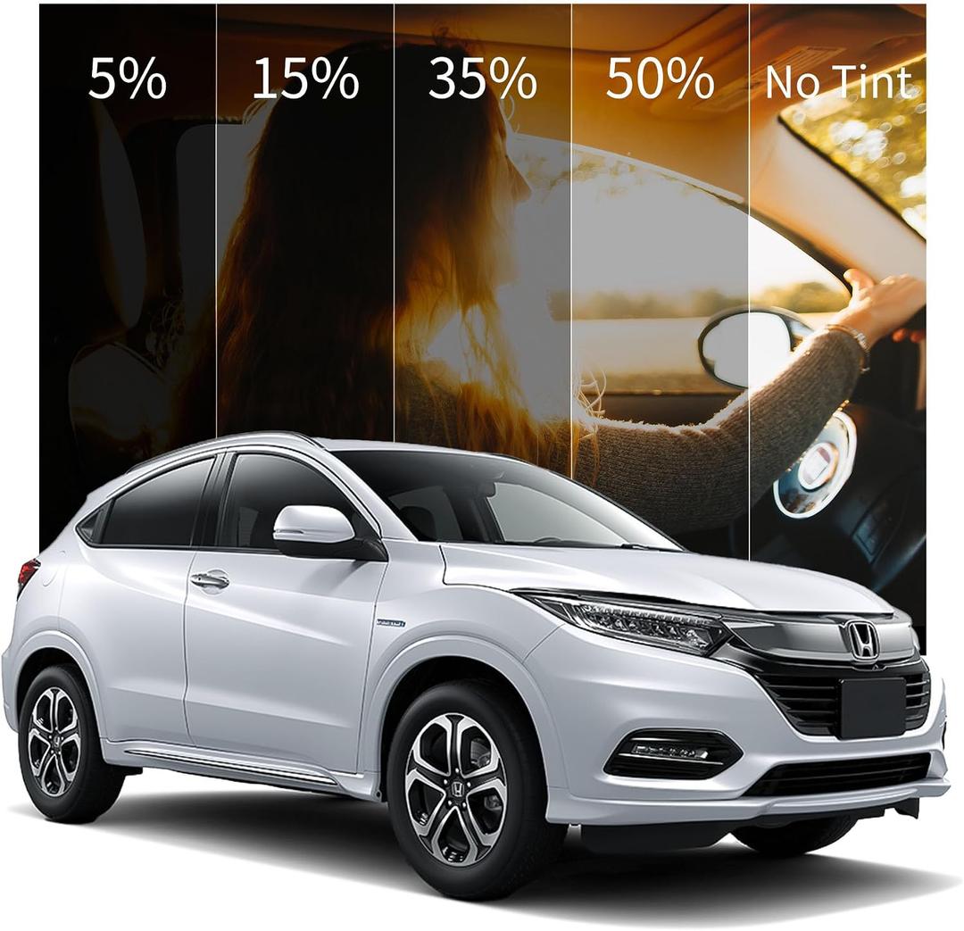 [Upgraded] 15% Ceramic Window Tint Car for Family, Blocks 99% UV & IR Rays, HD One Way Privacy Window Film, Anti Glare & Scratch Safety Tint for Glass Adhesive Film, Easy Install 20in x 10ft