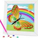 Miairivy Diamond Painting Kits for Kids, DIY 5D Cute Cartoon Diamond Art with Frame, Extremely Creative Crafts, Gifts, Birthday Gifts and Room Decor for Girls and Boys Ages 4-12 (Butterfly-1), Pack of 3