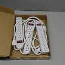 3 Pack 6 Outlet Power Strip Surge Protector 4 ft Flat Plug Surge Protector Profile Flat Plug Overload Power Strip Protection for Home Office(White)