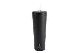 Manna Insulated Tumbler 1 Straws Stainless Steel Water Bottle Vacuum Travel Mug Coffee Cup,Black