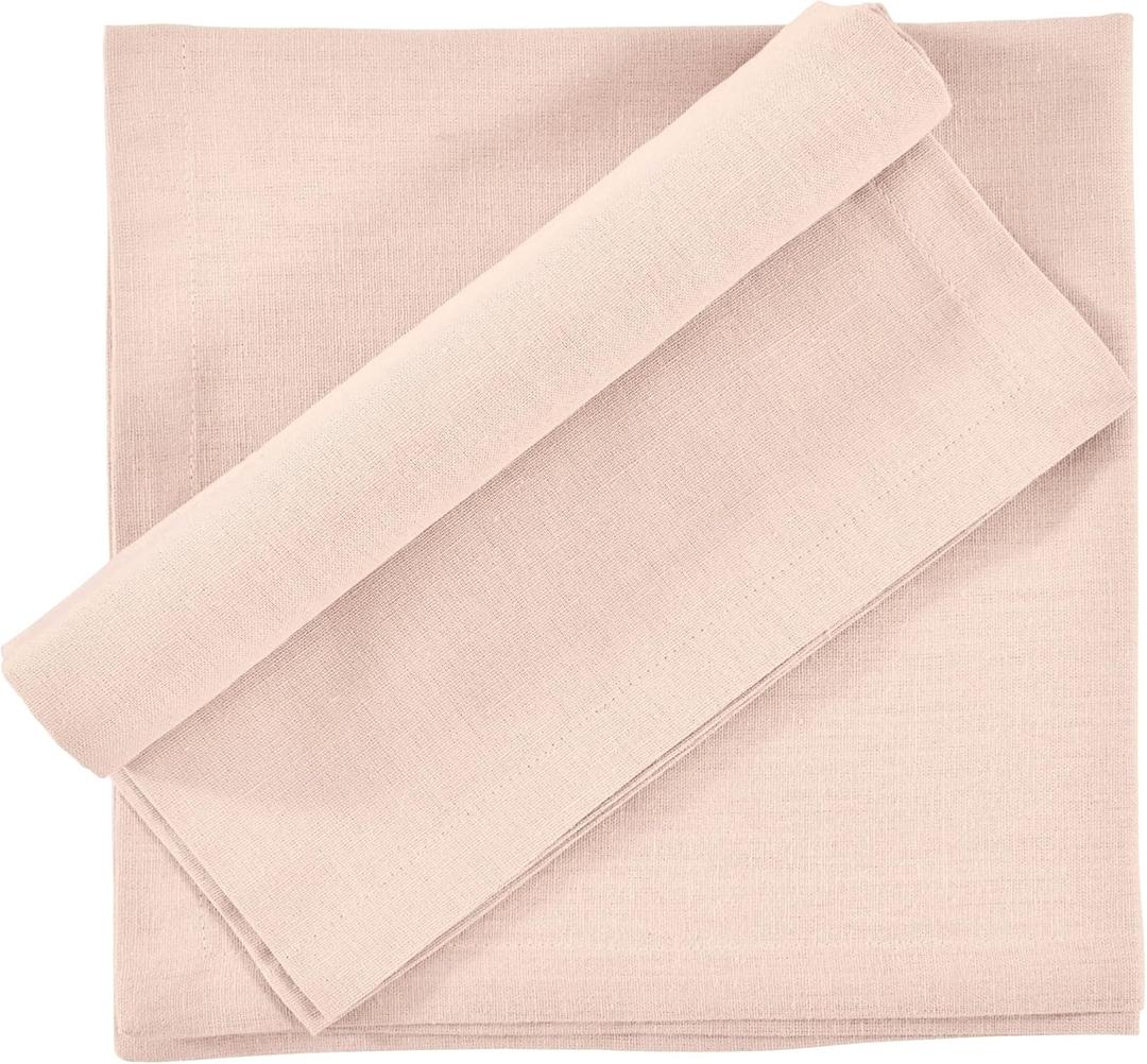 Linen Blend Napkins, 18 x 18 Inch Cloth Dinner Napkins with Premium Mitered Corners for Everyday Use, Family Dinner, Wedding, Cocktail and Kitchen