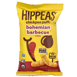 Hippeas Chickpea Puffs, Bohemian Barbecue, 6 x 4 oz Bags, Baked Crunchy Chickpea Snacks with 4g Plant Protein, 3g Fiber & 50% Less Fat, Dairy & Gluten Free, Non-GMO, Top 9 Allergen Free (EXP 11/09/26)