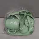 LOKEISNA Silicone Baby Feeding Set 11 Piece, Baby Led Weaning Feeding Supplies, Strong Suction Bowl & Suction Plate, Adjustable Bibs, 4-in-1 Cup, Spoon & Fork, Food-grade Silicone (Green)