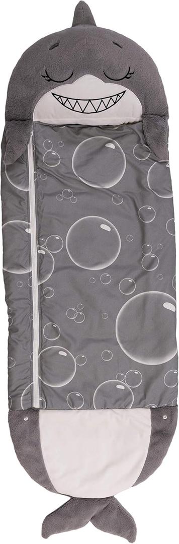 Happy Nappers: Pillow & Sleepy Sack Medium - Grey Shark - 54 x 20inches, 2-in-1:Plush Animal Opens Into Sleeping Bag, Soft Play & Nap Character, Kids 3 and up