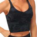 THE GYM PEOPLE Womens' Sports Bra Longline Wirefree Padded with Medium Support (X-Large, Blackgrey Camo)