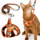 PetThem Upgraded Cat Harness and Leash Set - Step-in Escape Proof Adjustable Cat Harness, Comfortable Soft Lightweight, Reflective Harness for Walking, Travel, Camping (King of The Jungle, M)