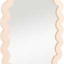 Bloomingville Wood Framed Scalloped Wall Mirror, Cream Color