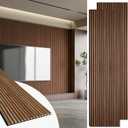 Art3d 2 Pack 94.5 x 24 inch Wood Slat Acoustic Panels for Wall & Ceiling - 31 sq.ft 3D Fluted Sound Absorbing Panel with Wood Finish, Walnut