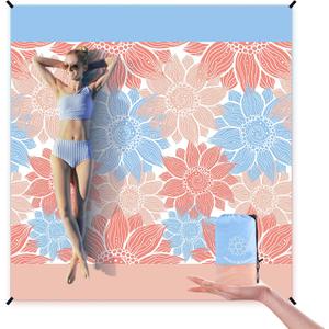 WIWIGO Beach Blanket Sandproof Extra Large Beach Mat Adults Waterproof Quick Drying Sand Free Mat Made by Premium Polyester with 4 Stakes & 4 Corner Pockets for Outdoor Travel Camping Hiking