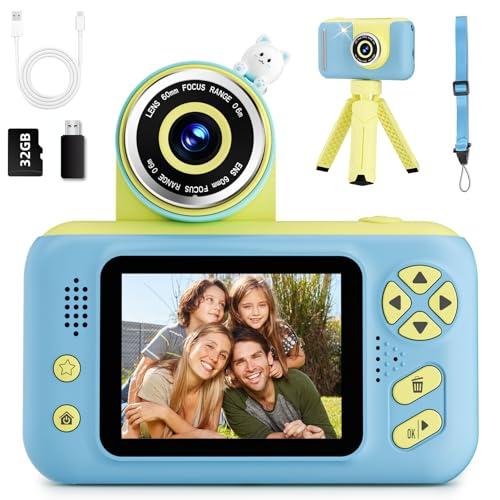 Makolle Camera for Kids, Toddler Volging Cameras Age 3-8 Christmas Birthday Gifts for Boys and Girls 3-12 Year Old Boys Digital Camcorder for Video Portable Kids Selfie Camera with 32GB SD Card Blue