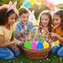 Holydeck 24 Pcs Animal Multicolor Pens 4 Colors in 1 Ballpoint Pen Bulk with 4 Pcs Easter Eggs for Kids Girls Boys Easter Basket Stuffers Party Favors Easter Egg Fillers Hunt