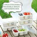 6 Pack Reusable Snack Containers with Lids, 2-Compartment Snackle box, Reusable Snack Packs Container for Meal Prep, Food Storage On-the-Go Snacking for Picnic, Work, Travel