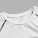 WDIRARA Men's Line Decor Slim Fit Crop T-Shirts Round Neck Short Sleeve Summer Tee Tops (White, L)
