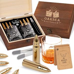 Gifts for Men Dad, Father's Day Anniversary Birthday Gifts Ideas for Him Husband Boyfriend, Stainless Steel Whiskey Stones and Whiskey Glasses Set, Unique Whiskey Bourbon Groomsman Gifts for Men Boss