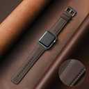 SUNFWR Leather Bands Compatible with Apple Watch Band 42mm(Series 3 2 1) 44mm 45mm 46mm 49mm for Men Women, Top Grain Genuine Leather Replacement Strap for iWatch Ultra 3 2 1, SE3 2 1, Series 11 10 9 8 7 6 5 4 3 2 1 (Coffee/Silver)