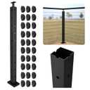 Corner Cable Railing Post 36" (35"x2"x2"), T-drilled Three Sides Corner Post, Stainless Steel Railing Post Adjustable Top, Black Deck Post with Cable Grommets, Surface Mount Post for Porches, Decks