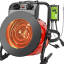 Greenhouse Heater with Digital Thermostat, 1500W Grow Tent Heater, Overheat Protection & Fast Heating, Electric Space Heaters for Patio, Garage, Greenhouse, Flower House, Red