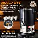 100 Cup Commercial Coffee Urn with Temp Control, 1500W Extra Large Coffee Maker Double Insulated 304 Stainless Steel Coffee Dispenser Hot Water Urn with for Home Party Office Catering (8L/50cups)
