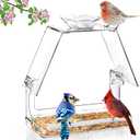 WENMIXER Window Bird Feeder with Non-Marking Self-Adhesive Hooks, Clear and Transparent, Outdoor Wild Bird Watching Gift, Garden Decor (with Large Window)
