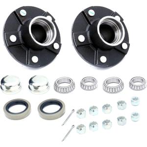 FKG Trailer Hub Kit 5 Bolt on 5" Bolt Circle Fit for 3,500 lb. axles with 1-3/8 Inch to 1-1/16 Inch Tapered Spindles, Set of 2
