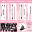 Lash Clusters Kit, 640 Pcs Eyelashes Clusters Extensions Kit 9-16mm Individual Lashes D Curl Fluffy Wispy False Eyelashes Thin Band, with Bond Seal Remover Tweezers Brush DIY (40D+50D Kit 9-16mm)