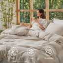 Bedsure Muslin Duvet Cover Oversized King - Cotton Blend Viscose Derived from Bamboo, Cooling Duvet Cover, PureWoven Ultra-Soft & Breathable Bedding Set for All Seasons (Linen, 120"x98")