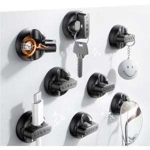 8 Pack Charging Cord Organizer [1S Click-in] LISEN Magnetic Charging Cord Holder, Easy Open Cable Holder with Strong Adhesive, Cable Management Clips Neatly for Nightstand, Desk, Home, Office, Car (Black)