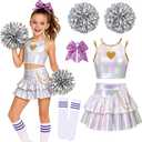 G.C Cheerleader Costume for Girls Kids, Halloween Sparkle Dance Costumes