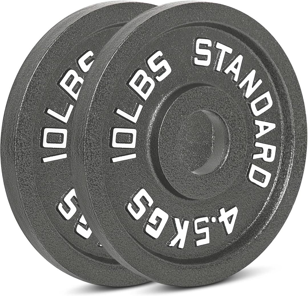 Cast Iron Olympic Weight Plates Free Weights with 2-inch Hole & Anti-Rust Hammertone Finish - Ideal for Strength Training, Crossfit Equipment & Home Gym Set Sold in Pairs - (10LB)