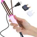 ANGILALA Travel Curling Iron with Storage Bag, Mini Curling Iron for Short Hair, European Hair Curler with Dual Voltage, 3 Adjustable Temperatures, Europe Travel Essentials for Women