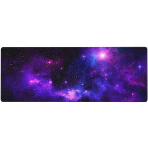 Galaxy XL Large Gaming Mouse Pad, Long Extended Full Mouse Mat for Top Keyboard Table, Cute Big Stitched Waterproof Mousepad Gifts for Women Office Decor(Purple, 31.5 * 11.8 in)