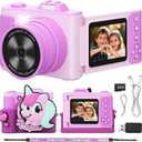Kids Digital Camera for Girls Boys Age 3-10, My First Camera, 1080P HD Video, Toddler Camera Easy to Use, Shockproof Durable, Toys Gift for Kids Birthday Christmas with 32GB SD Card-Pink