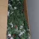 5 FT Artificial Christmas Tree Hinged w/ 200 Warm LED Lights & 126 Red Berries