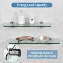 Alise Bathroom Glass Shelf, 15 Inch Floating Shelves, Tempered Glass Shower Storage, Wall Mount Small Glass Shelves for Bathroom, Showers, Over The Toilet