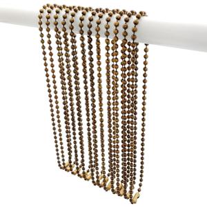 Antique Brass Shower Curtain Hooks, 27 Inch Ball Chain Design, 12 Pack Rust-Resistant Metal Curtain Rings for Bathroom Rods, Heavy Duty 4.5mm Shower Curtain Hangers