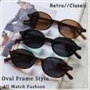 Teumire Retro Oval Sunglasses for Women Men Ultralight Small Round Black Sun Glasses 90s Sunnies UV 400 Shades (A04 Black/Brown)