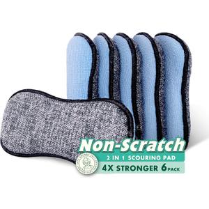 2 x GRANNY SAYS Sponges Kitchen for Washing, Dish Washing Scrubbers, Scrubbing Pad for Cleaning, Scrub Sponges for Kitchen Non - Scratch, Scouring Pad for Pots and Pans, Washable & Microfiber Pad, 6 Pack (Blue)