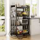 Kitchen Bakers Rack with Power Outlet,With pegboard Bakers Racks, Free Standing Kitchen Storage Shelf Rack, for Living Room, Dining Room, Coffee Bar(Black, 15.75x25.2x55)