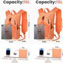 Small Hiking Backpack 15L- Lightweight Packable Foldable Backpack for Travel Camping Outdoor Commute, Compact Rucksack for Women Men (Orange)