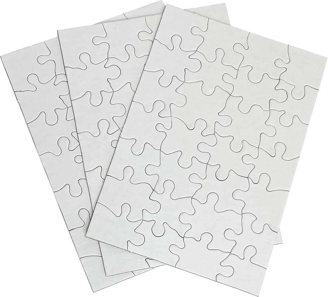 24 Blank Jigsaw Puzzles - 5.5 inch x 8 inch, 28 Pieces per Puzzle - Excellent for Kids Activities, Arts & Crafts, Invitations, Blank Puzzles to Draw On