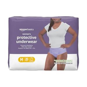 Amazon Basics Incontinence Underwear for Women, Protective, Disposable, Postpartum, Maximum Absorbency, Medium, Lavender, 20 Count