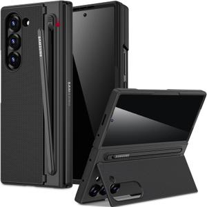 Miimall for Samsung Galaxy Z Fold 6 Case with S Pen Holder Slot [Military Grade Drop][Built-in Privacy Screen & Invisible Kickstand] Slim Thin Protective Phone Case for Galaxy Z Fold 6 Cover Black