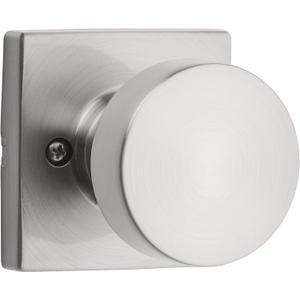 Kwikset Pismo Dummy Door Knob, Single Sided Handle for Closets, French Double Doors, and Pantry, Satin Nickel Non-Turning Interior Push/Pull Door Knob, with Microban Protection (1 Pack)